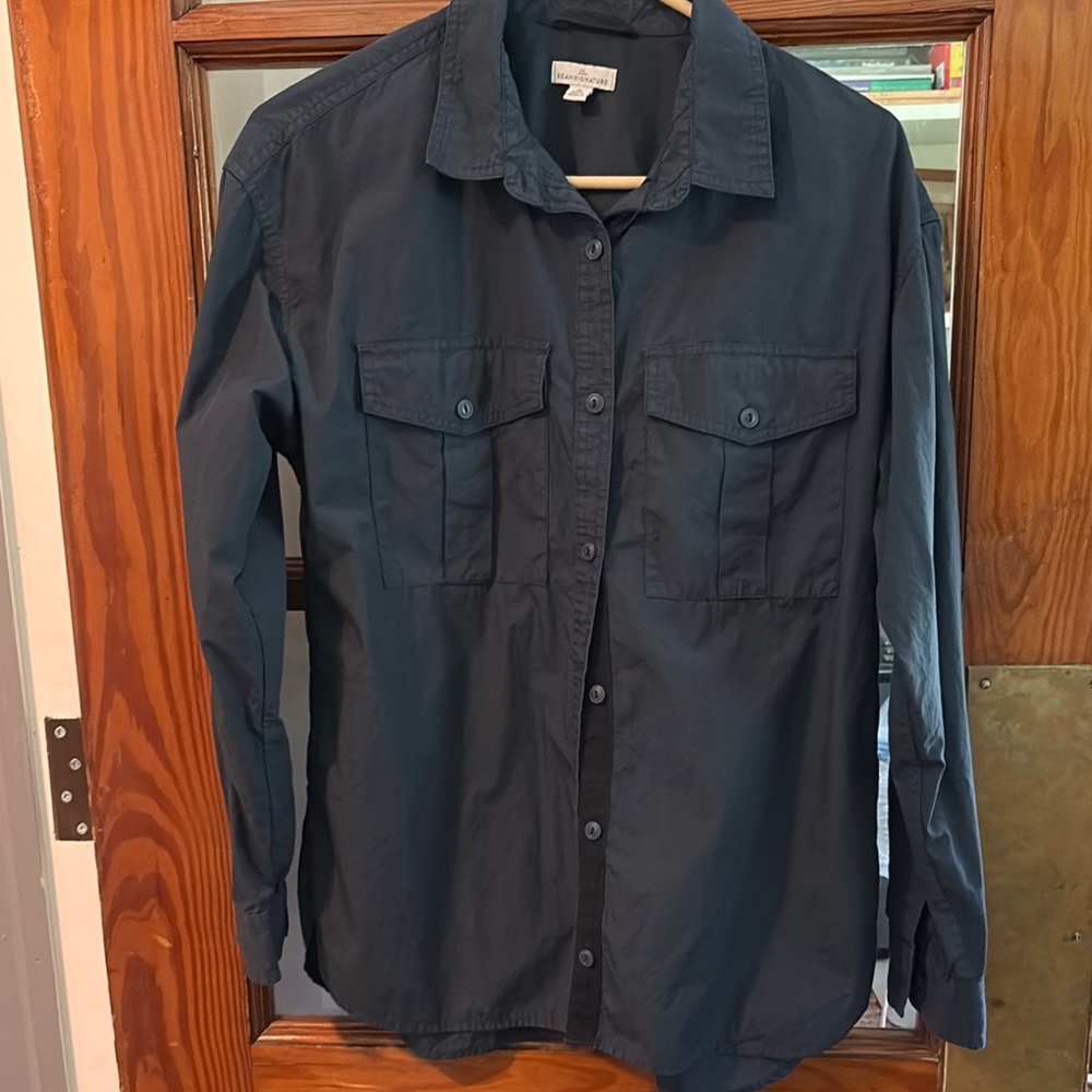 L.L. Bean Signature Dark Blue Button Down Shirt